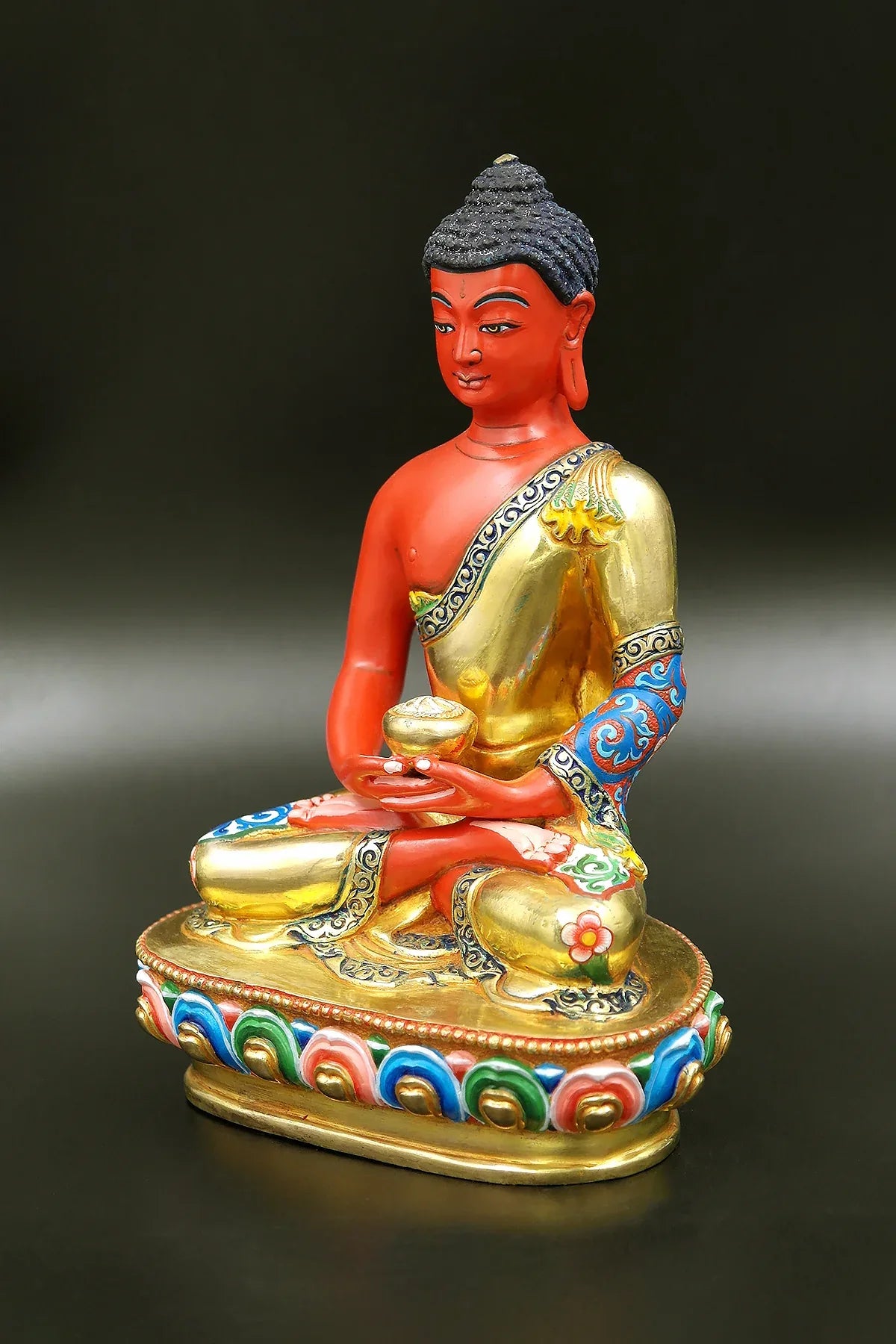 Colorful Amitabha Buddha Statue from Nepal 6" - Vajracrafts