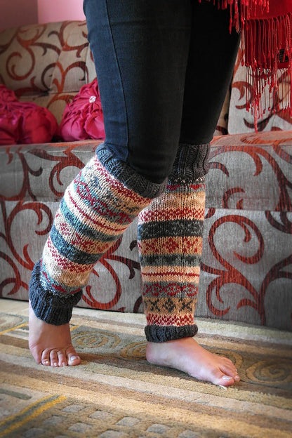 Grey Maroon and mixed colors woolen leg warmers - Vajracrafts