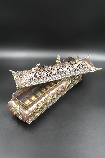 Dragon and Eight Auspicious symbols Tibetan Copper Incense Burner - Vajracrafts