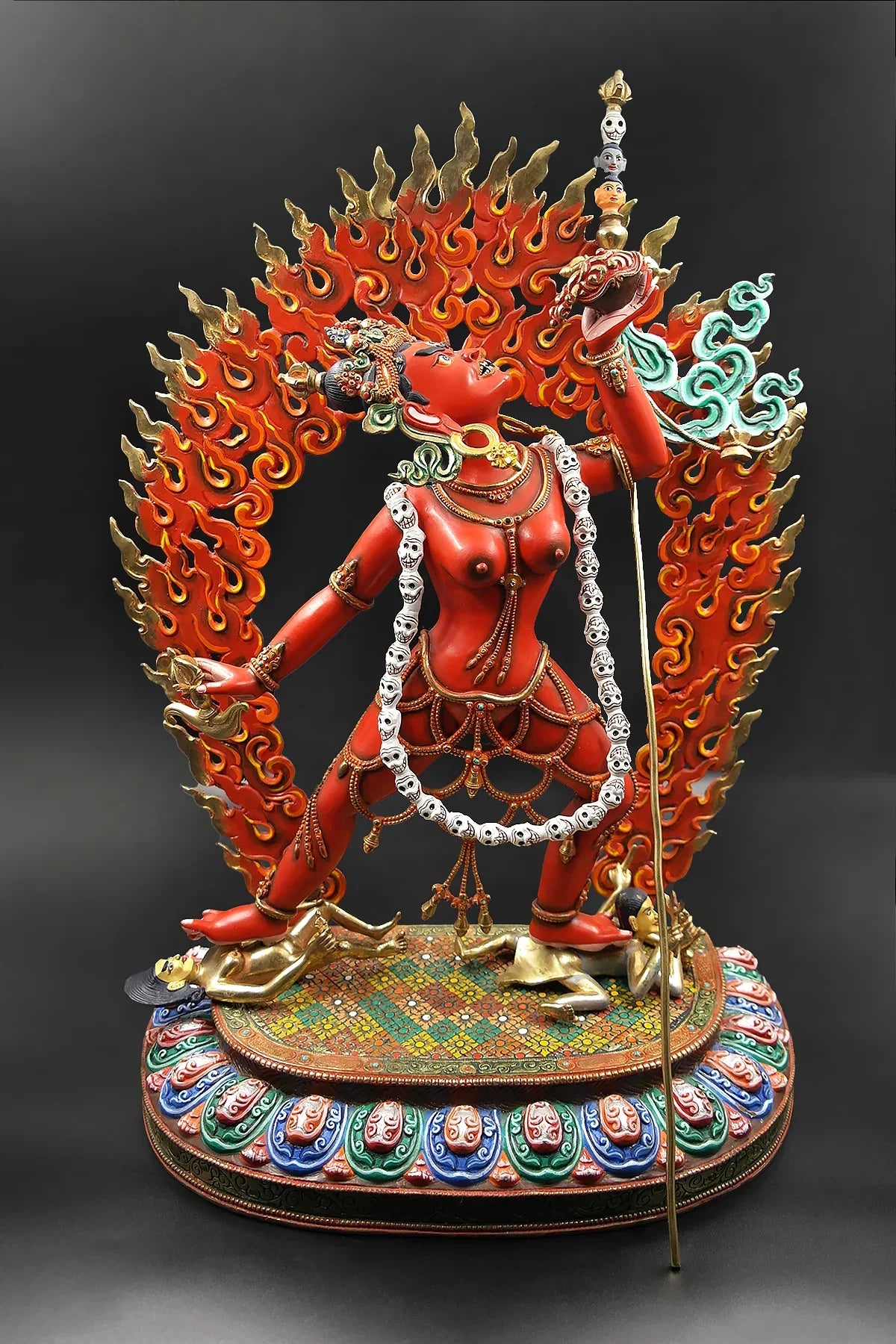 Vajra yogini hand painted copper statue 18" - Vajracrafts