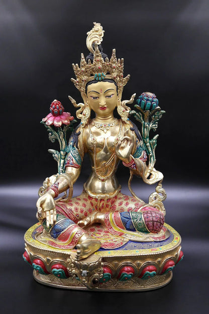 Empowerment Green Tara Statue, 15" - Vajracrafts