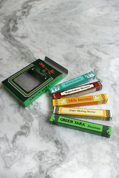Green Tara Tibetan Incense Gift Pack, Set of 5 incense sticks - Vajracrafts