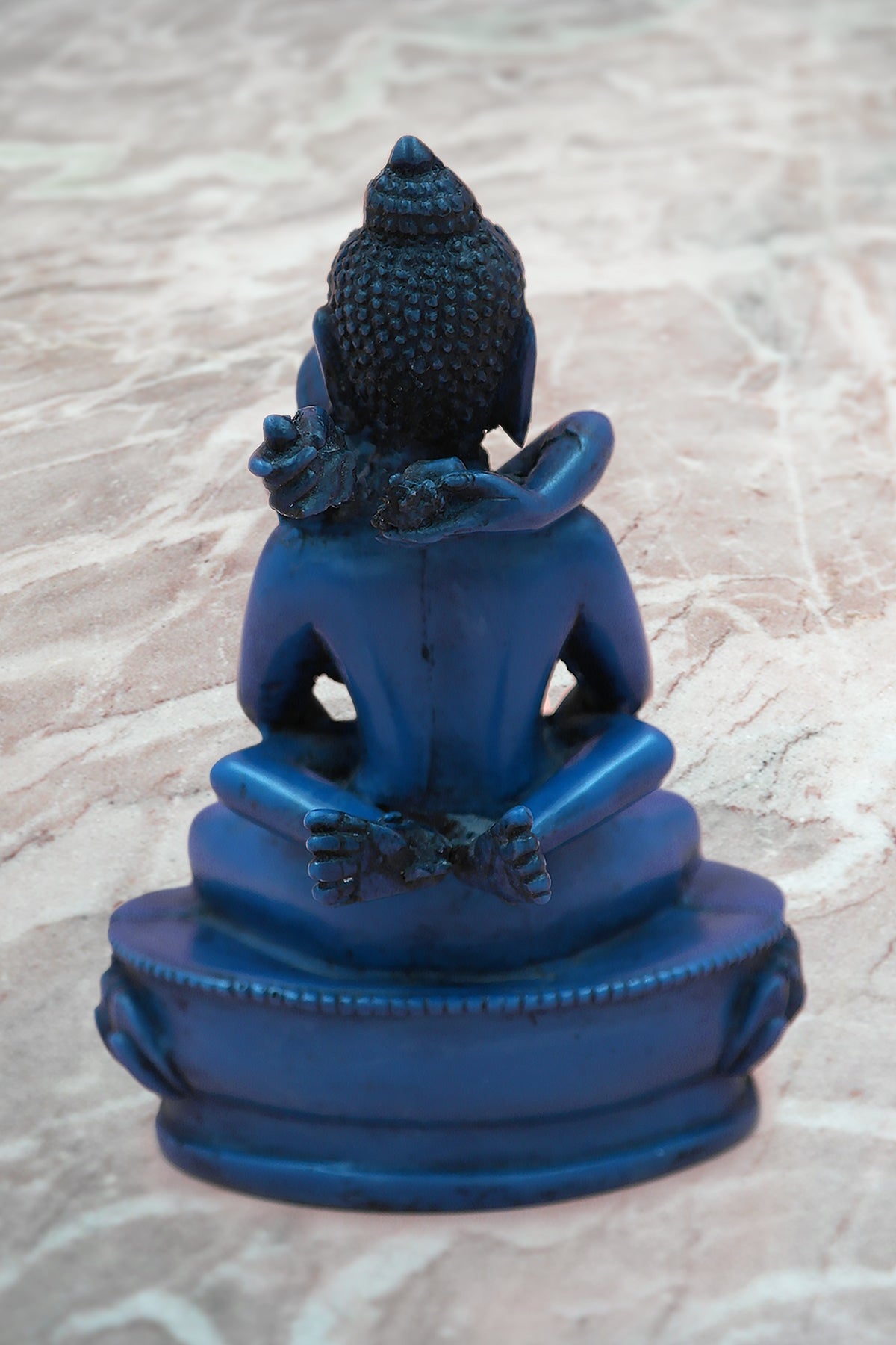 Lapis lazuli tone Buddha Shakti Yab Yum Resin Statue 5"