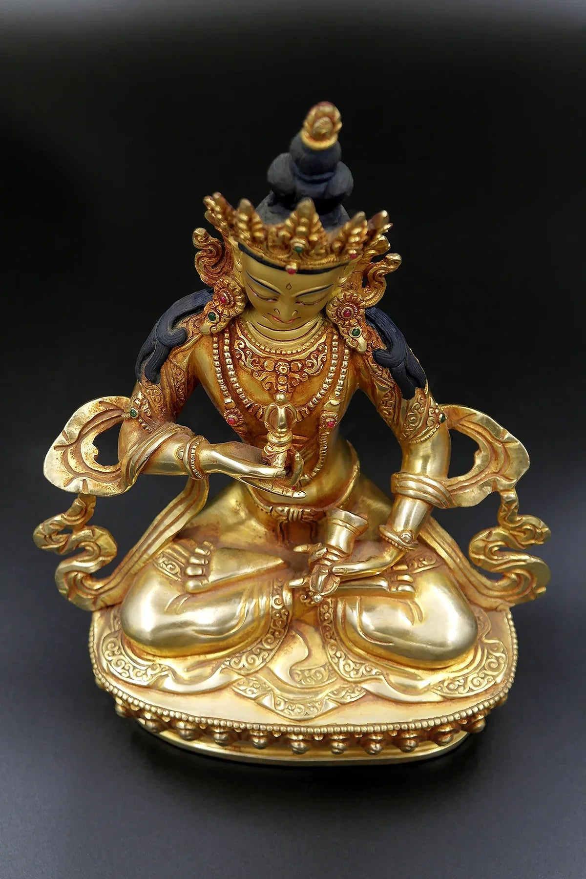 Fully Gold Plated Tibetan Buddhist Vajrasattva Statue, 9" - Vajracrafts