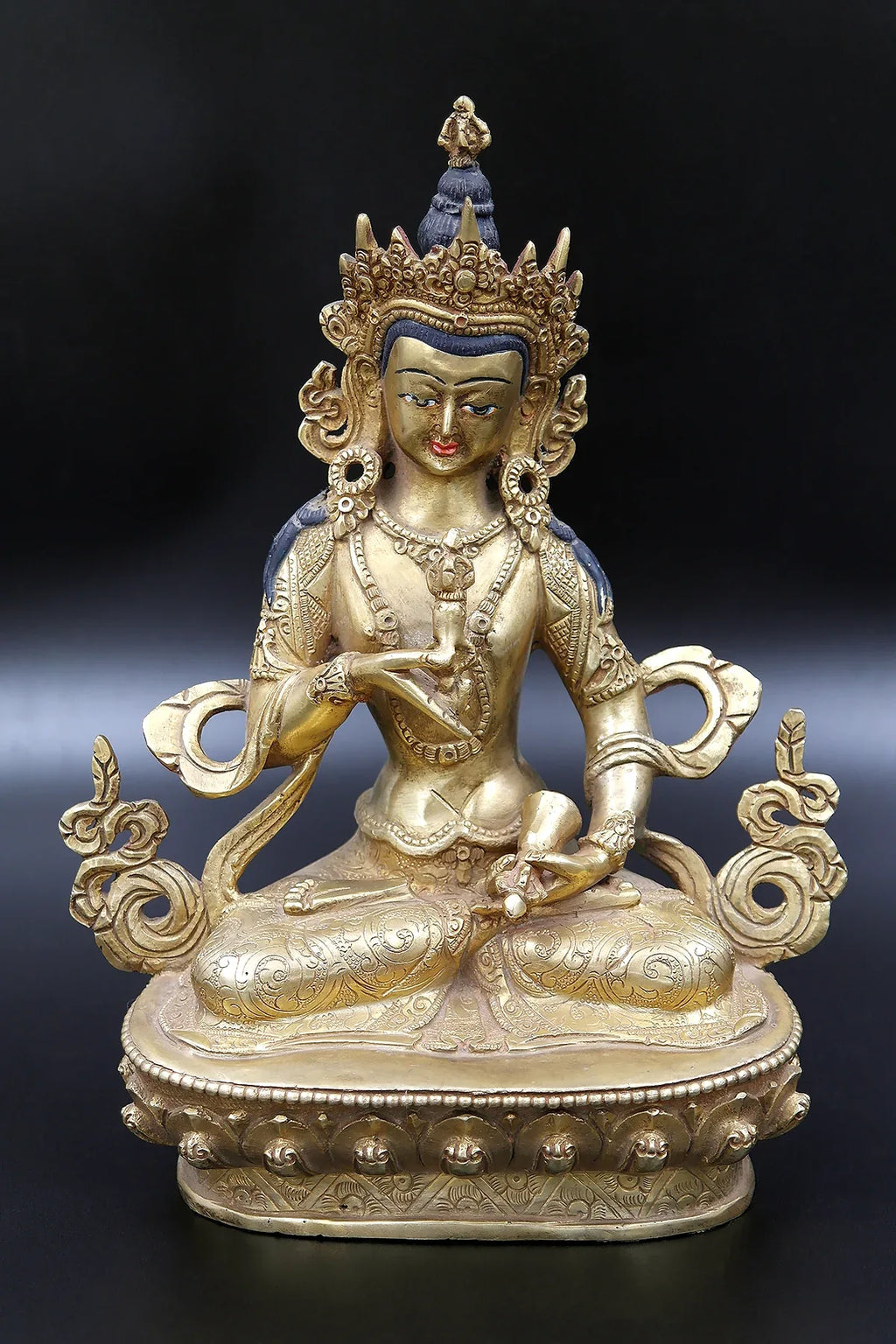 Floral Motif Tibetan Vajrasattva Statue, 9" - Vajracrafts