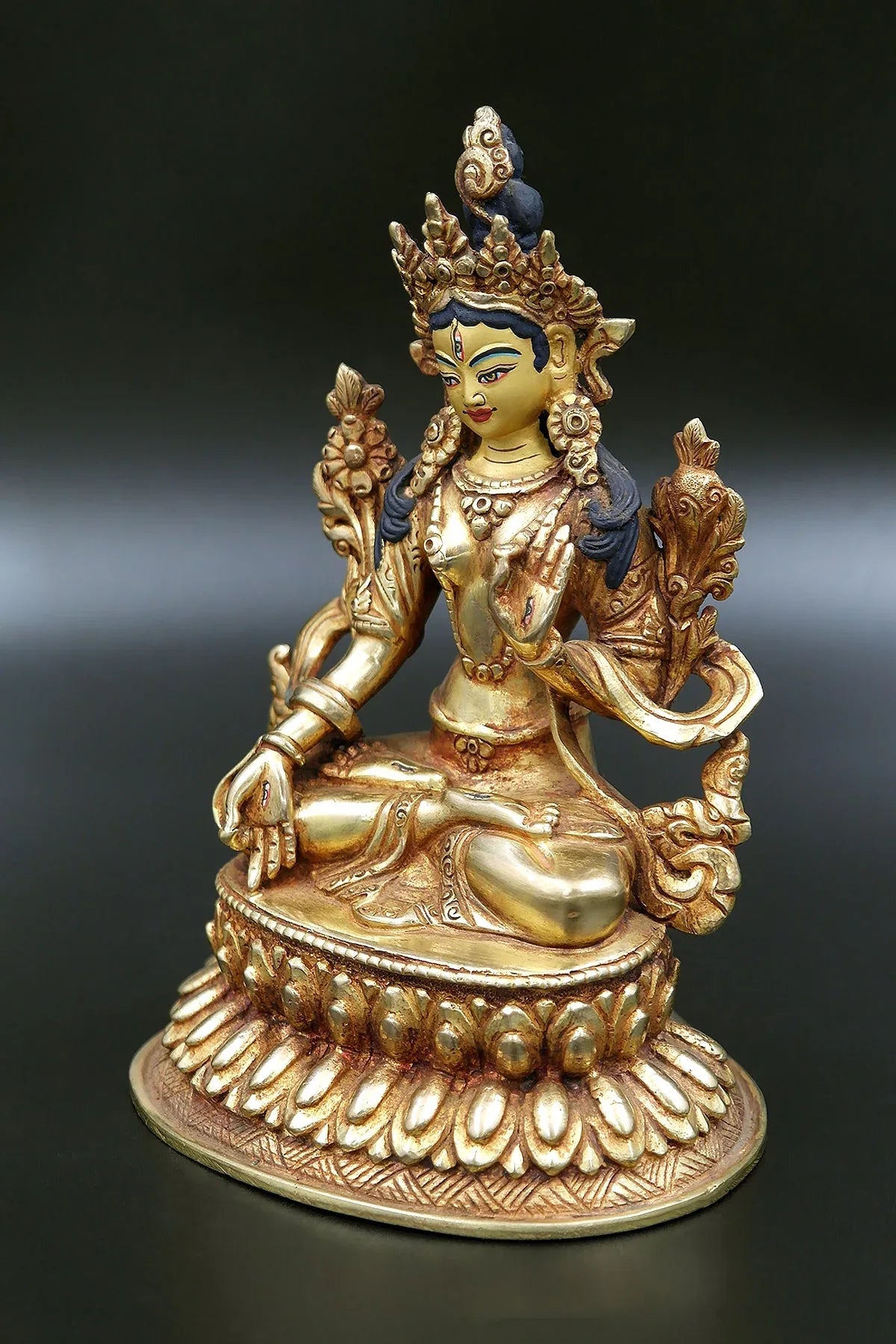Gold Painted White Tara statue 6" - Vajracrafts
