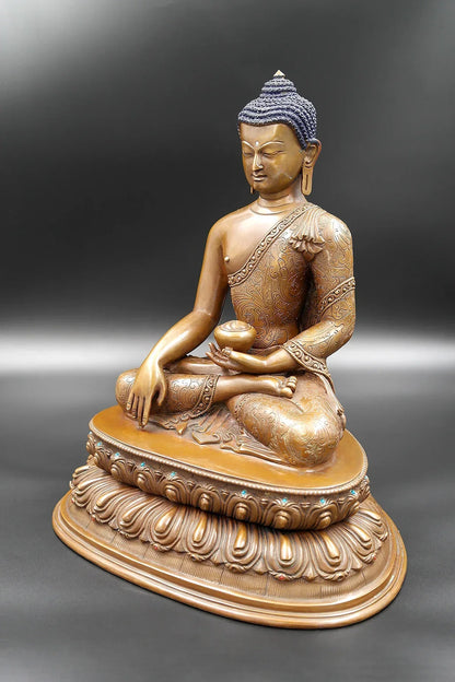 Lost Wax Method Copper Alloy Shakyamuni Buddha Statue,11" - Vajracrafts