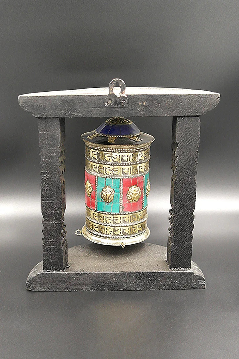 Auspicious Symbols Buddhist Prayer Wheel - Vajracrafts
