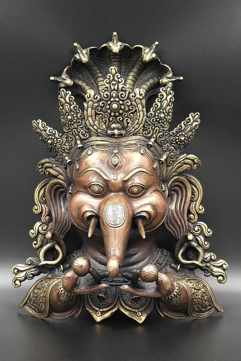 Ganesh Face Wall Hanging in Copper - Vajracrafts