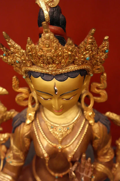 Masterpiece White Tara Statue in double Lotus 18" - Vajracrafts