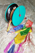 Tibetan Buddhist Ritual Chod Drum/Damaru with Yellow Brocade Cover - Vajracrafts