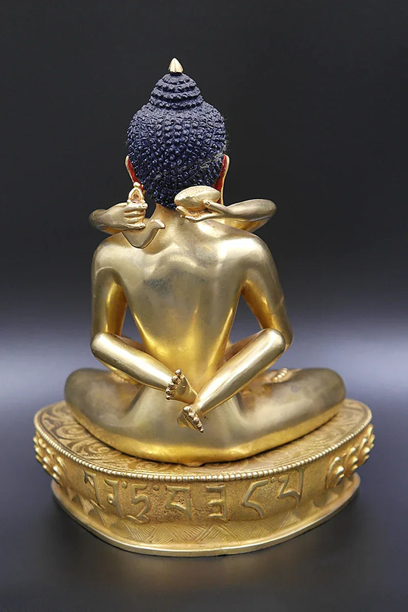 Gold Plated Buddha Shakti Statue, Yab Yum Samantabhadra Statue 9" - Vajracrafts