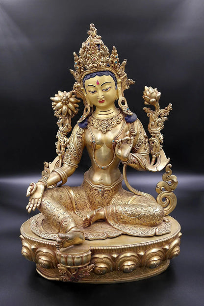 Emanation of Compassion: The Green Tara Statue, 16" - Vajracrafts