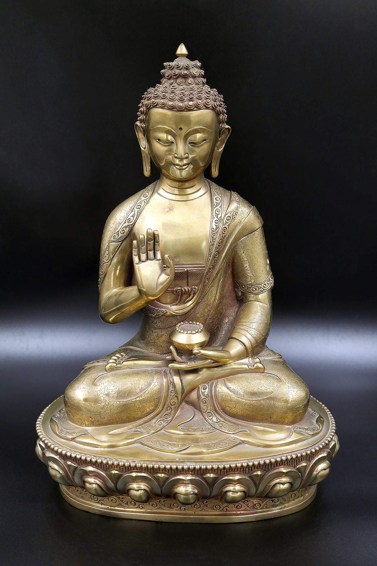 Lord Blessing Buddha Idol Sculpture, Buddhism Home Décor, Collectible Statue 13"