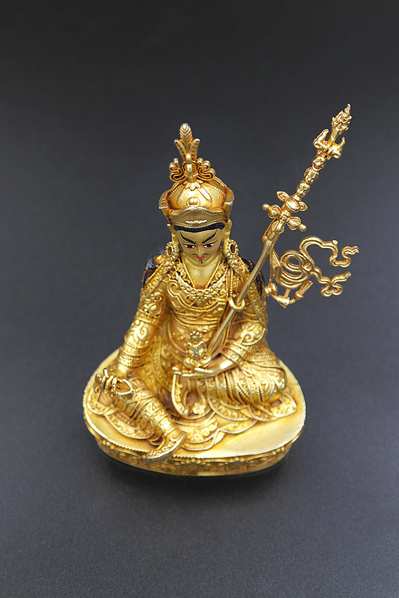 Gold Plated Guru Padmasambhava Statue, 4"