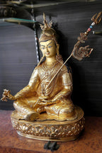 Guru Padmasambhava Statue | Gold Plated Tibetan Rinpoche 24" - Vajracrafts