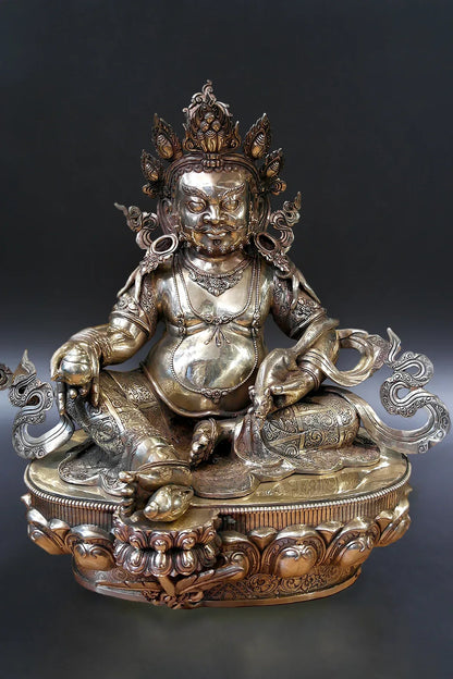 Masterpiece Gold toned Zambala Statue from Nepal, Kubera statue 28" - Vajracrafts