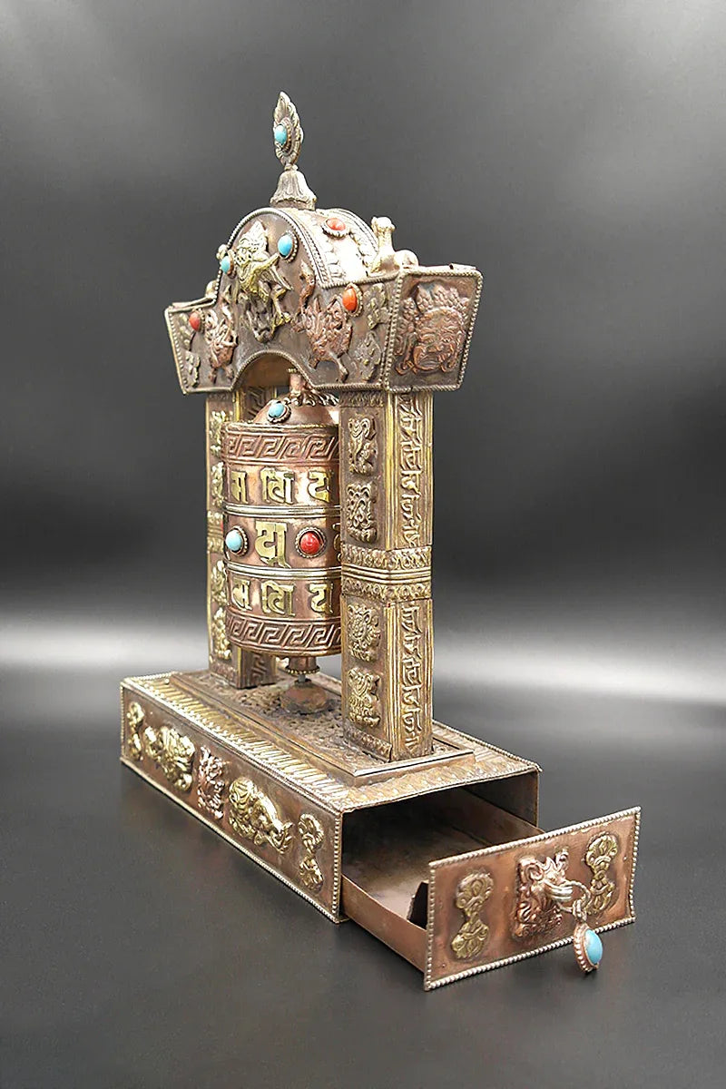 Om mane peme hum in Potala Design prayer wheel - Vajracrafts