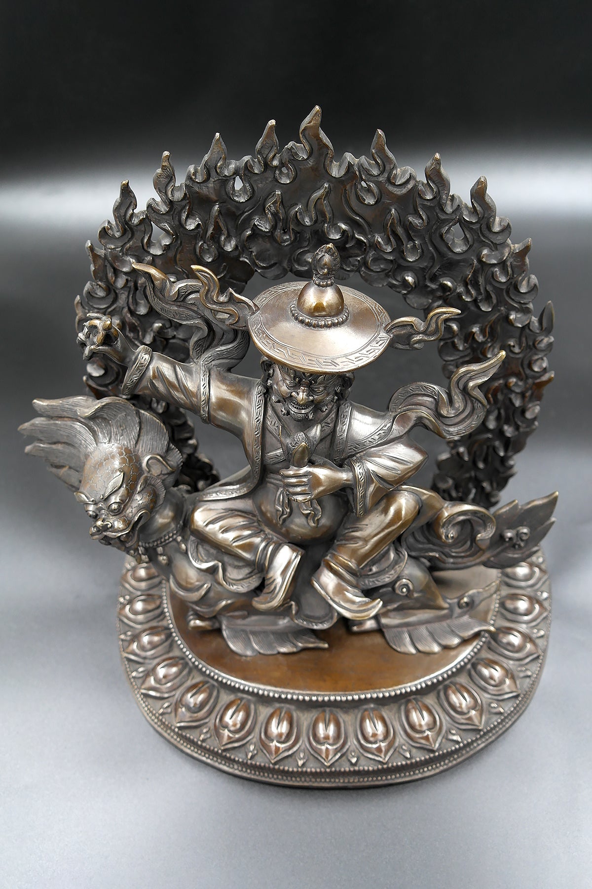 Buddhist Protector Dorje Legpa or Vajra Sadhu copper statue 10"