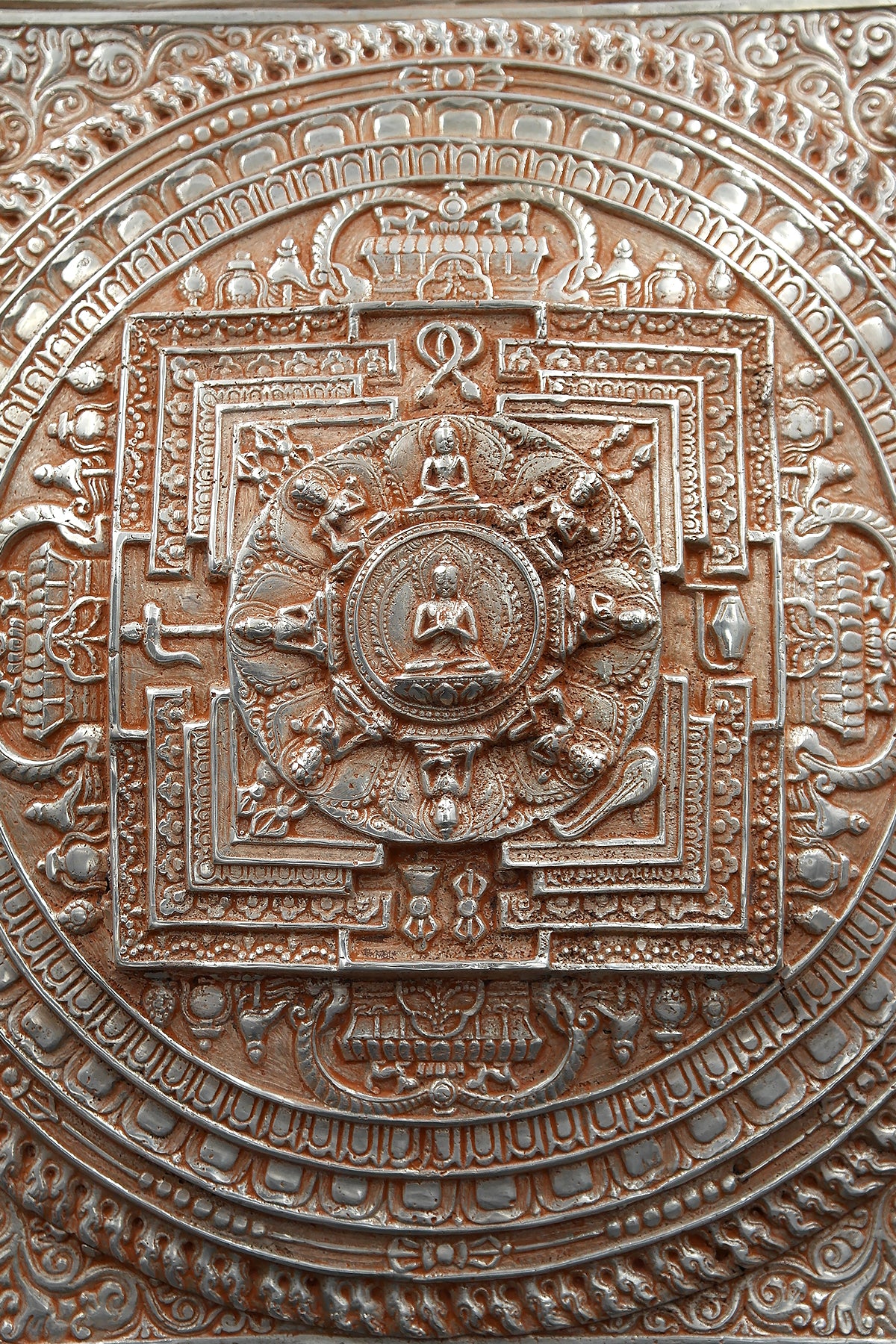 Silver Plated Tibetan Buddhist Mandala Thangka Wall hanging | Vajracrafts