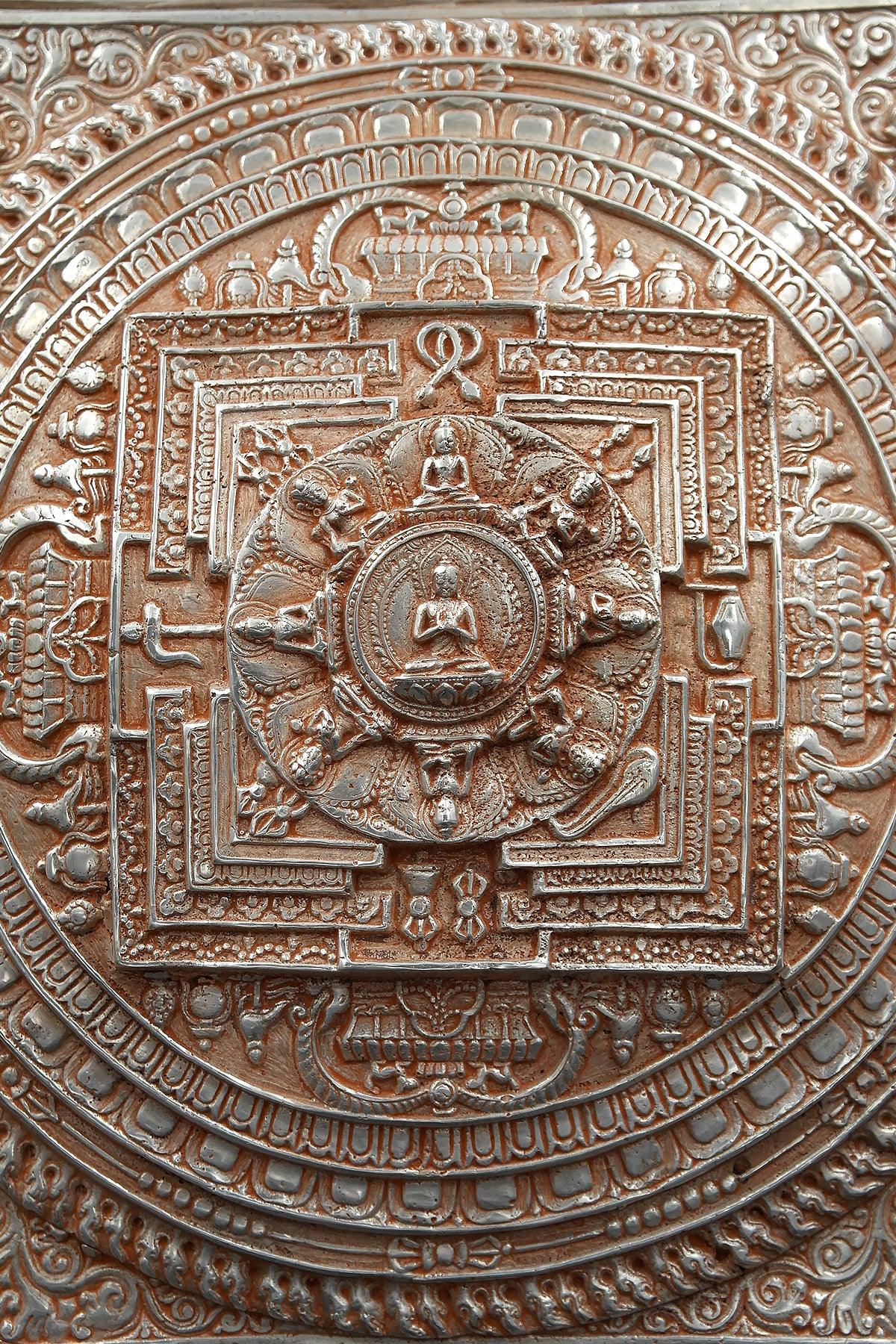 Silver Plated Tibetan Buddhist Mandala Thangka Wall hanging - Vajracrafts