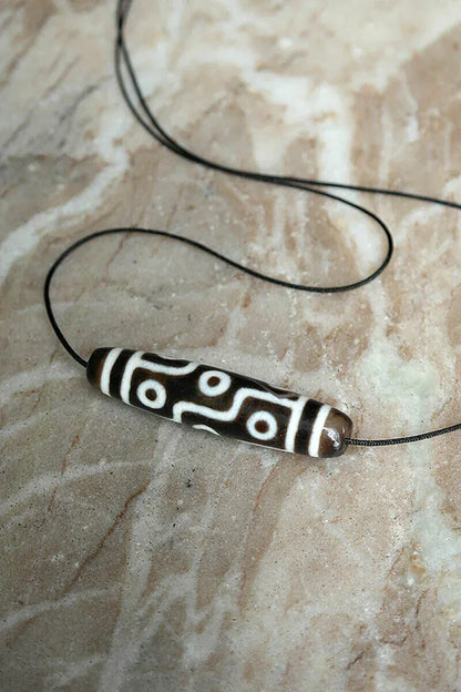 Magical Agate 9 Eyed Tibetan Dzi Beads Pendant with string - Vajracrafts