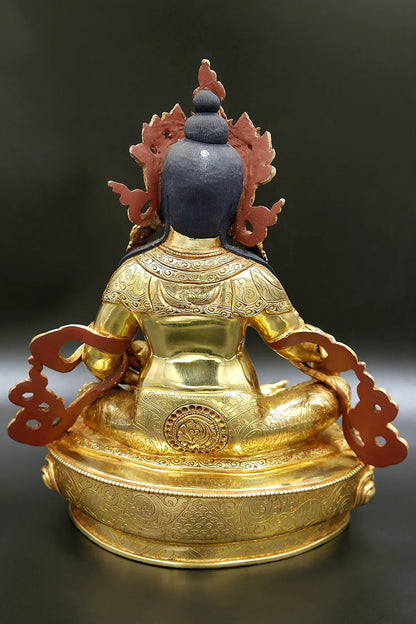 Gold Plated Zambala Statue from Patan 10.5" - Vajracrafts
