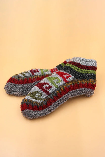 Hot waves pattern woolen hand knitted ankle socks - Vajracrafts