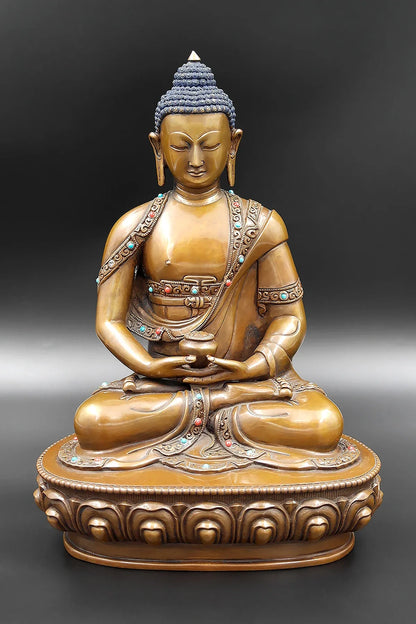 Tibetan Buddhist Deity Amitabha Buddha Seated on Pedestal 9" - Vajracrafts