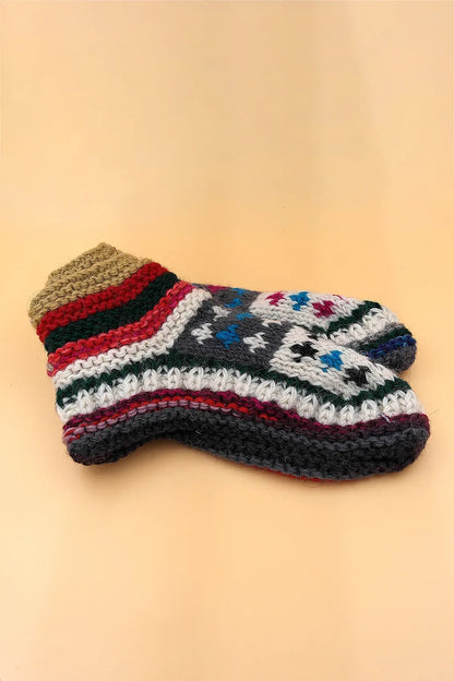 Plus signs pattern assorted colors woolen hand knitted ankle socks - Vajracrafts
