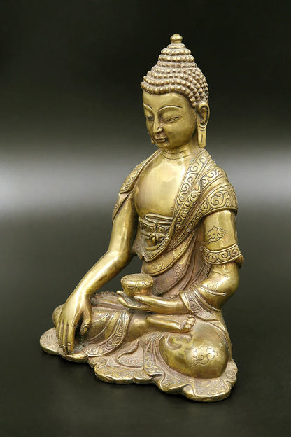 Handmade Shakyamuni Buddha Statue, Idol Antique Finish 5.5" - Vajracrafts