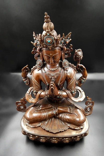 Jeweled Tibetan Chenrezig Statue 20" - Vajracrafts