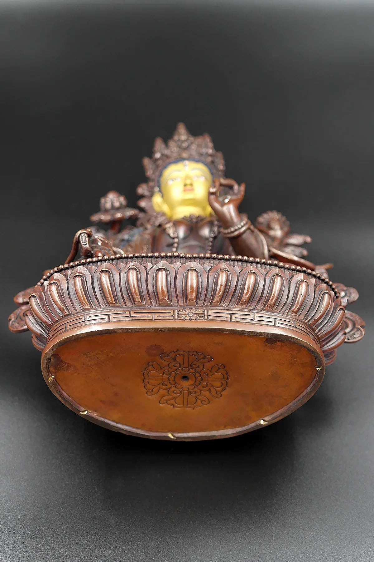 Copper Oxidized Tibetan White Tara Statue 8" - Vajracrafts