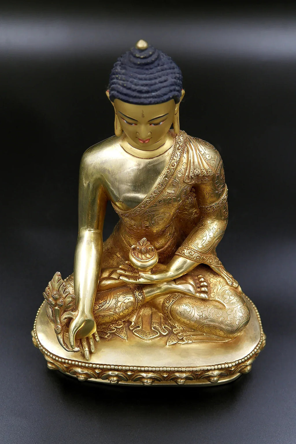 Golden Medicine Buddha Statue, Healing buddha from Nepal 9" - Vajracrafts
