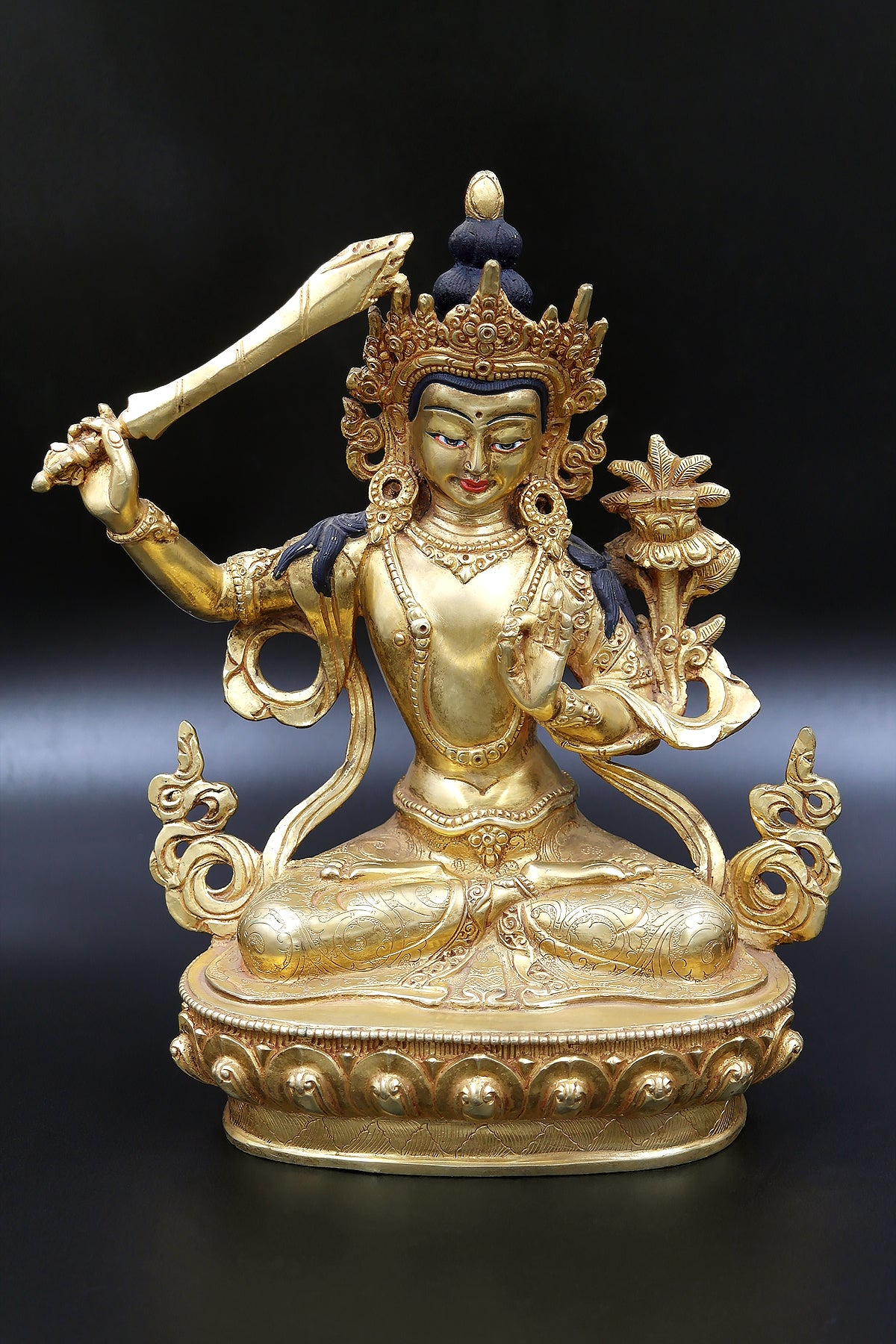 Tibetan Buddhist Manjushree Statue from Nepal 9" | Vajracrafts