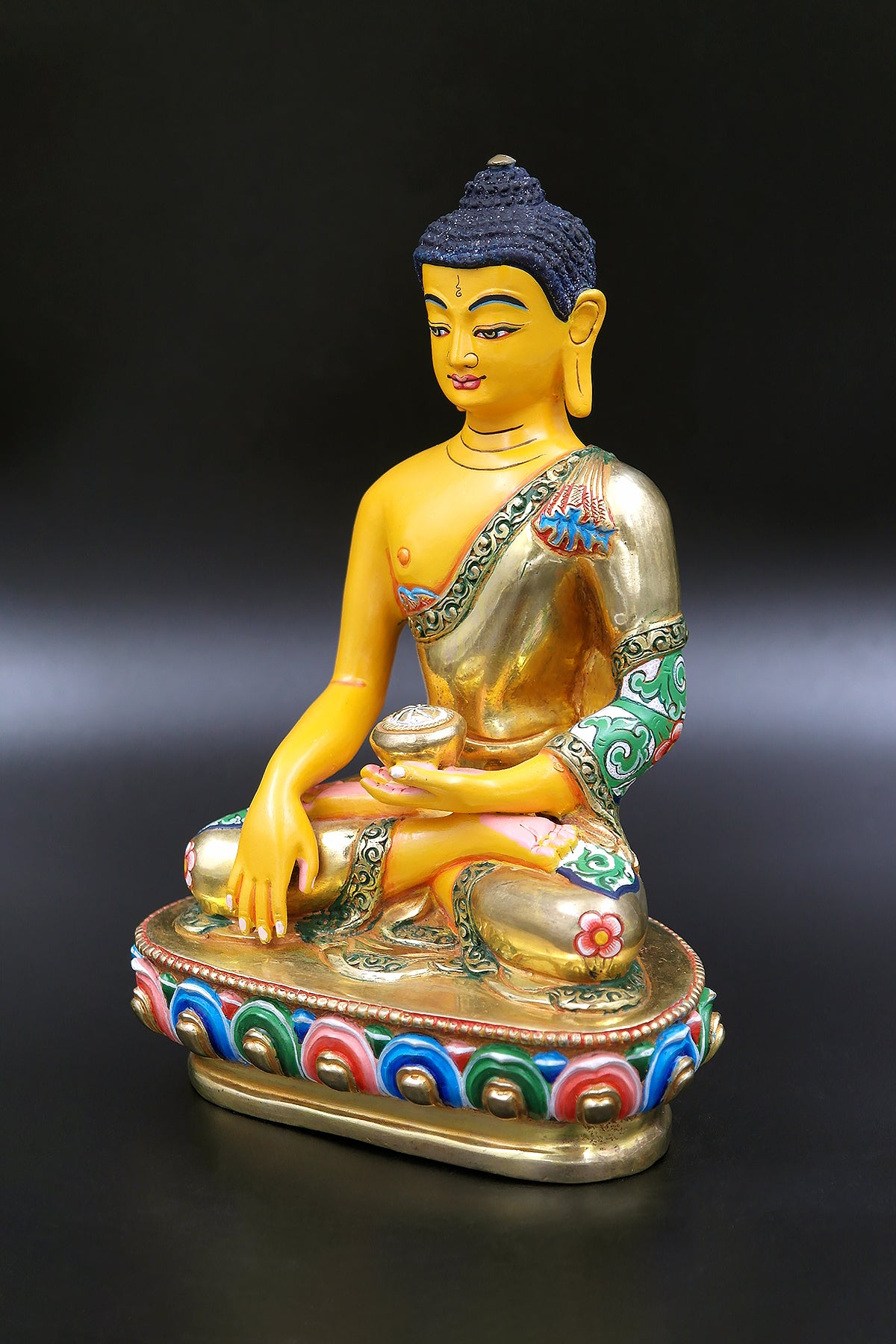 Color Painted and Gold Plated Shakyamuni Buddha Statue 6"