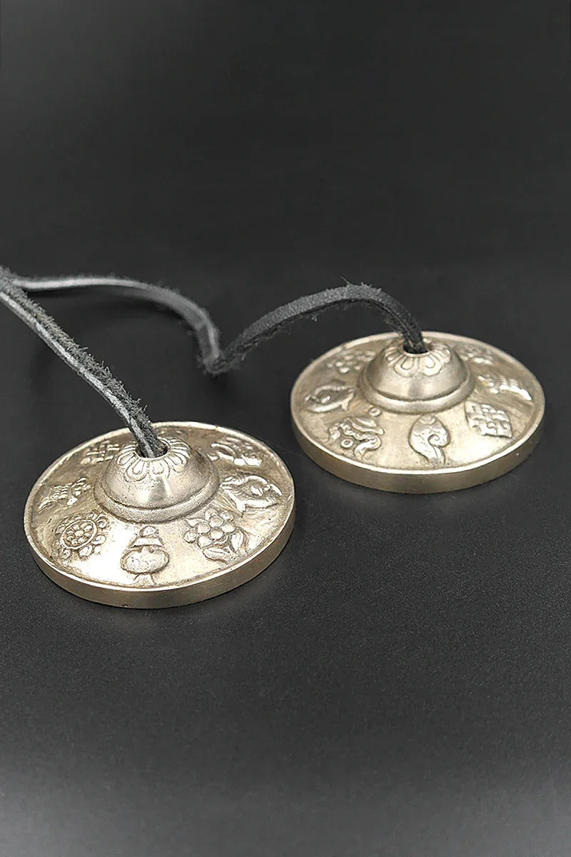 Asta Mangal symbols Carved High-Quality Tingsha 2.6" - Vajracrafts