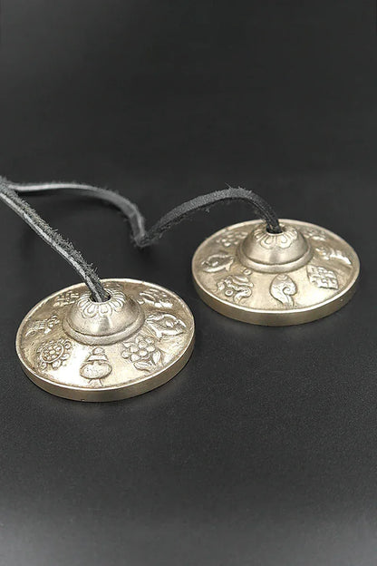 Asta Mangal symbols Carved High-Quality Tingsha 2.6" - Vajracrafts