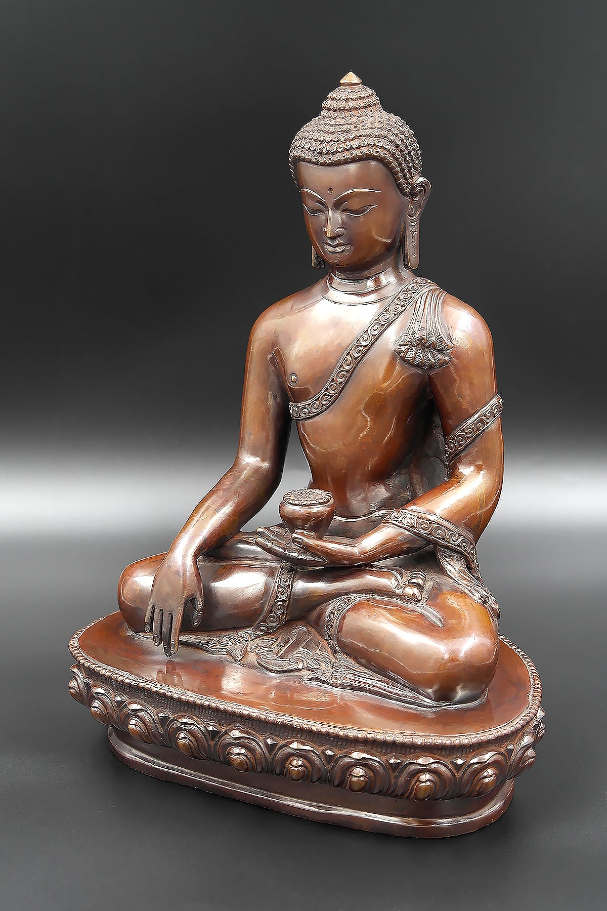 Plain Copper Oxidized Shakyamuni Buddha Statue 9"