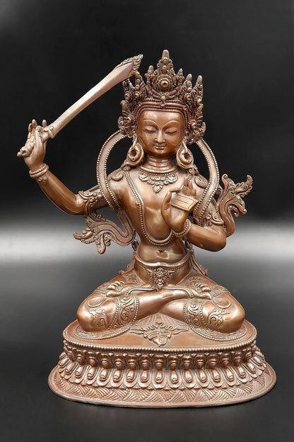 Copper Alloy Figurine of Manjushree 8" - Vajracrafts