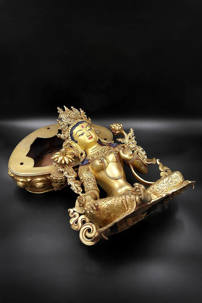 Emanation of Compassion: The Green Tara Statue, 16" - Vajracrafts