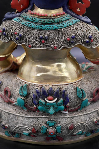 Gold Plated Zambala Statue with filigree 12" - Vajracrafts