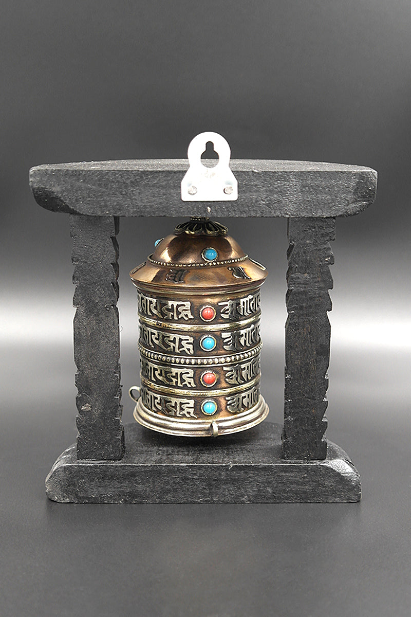 Om Mane Peme Hum mantra embossed Tibetan Prayer Wheel
