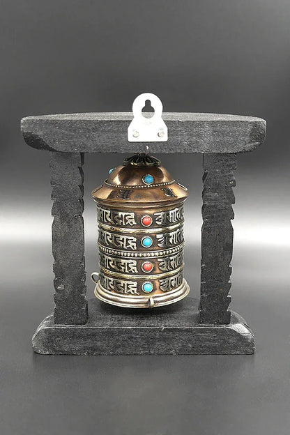 Om Mane Peme Hum mantra embossed Tibetan Prayer Wheel - Vajracrafts