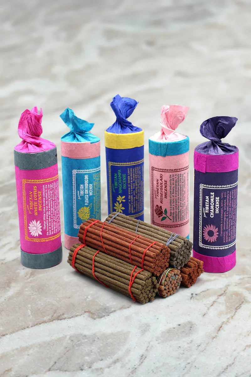 Ancient Tibetan Flower Incense Series, chamomile, rose, nagchampa, white lotus - Vajracrafts