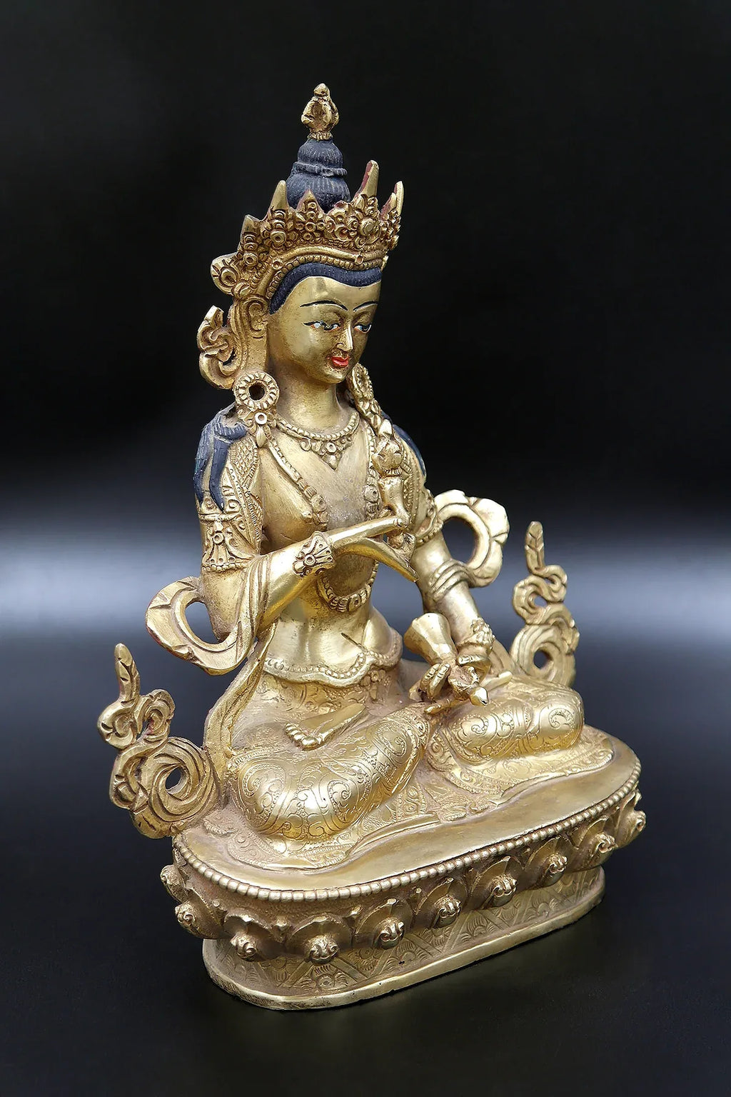 Floral Motif Tibetan Vajrasattva Statue, 9" - Vajracrafts
