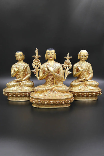 Full Gold Plated Khedrub je Tibetan Buddha statue 9" - Vajracrafts