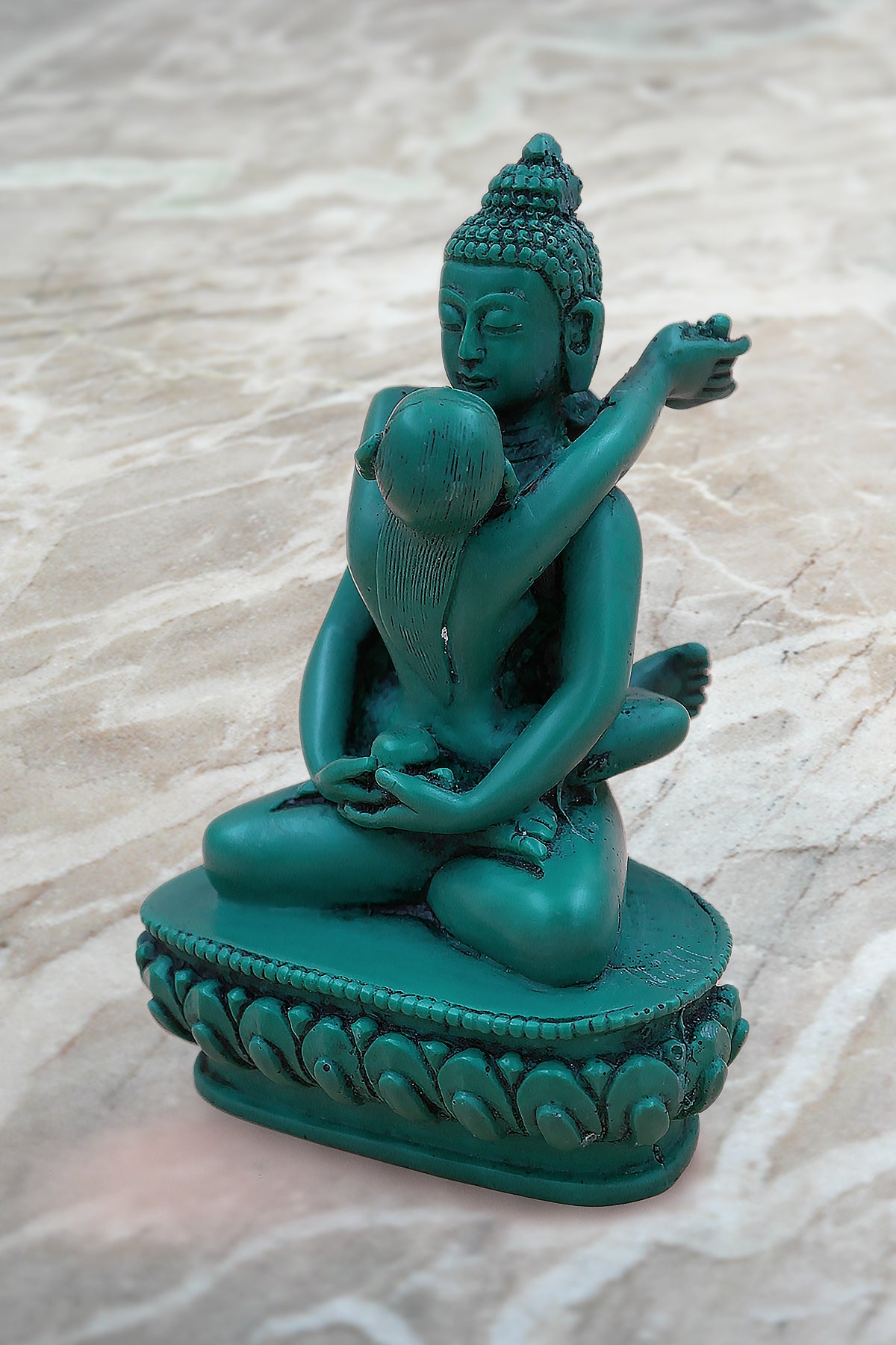 Turquoise Green tone Resin Buddha Shakti Statue 5"