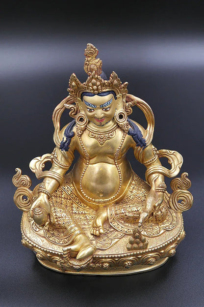Fully Gold Plated Zambala Statue, Handmade Kuber Statue in Nepal 9" - Vajracrafts
