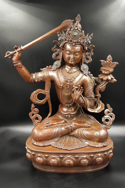 Copper Alloy Statue of Manjushree 20" - Vajracrafts